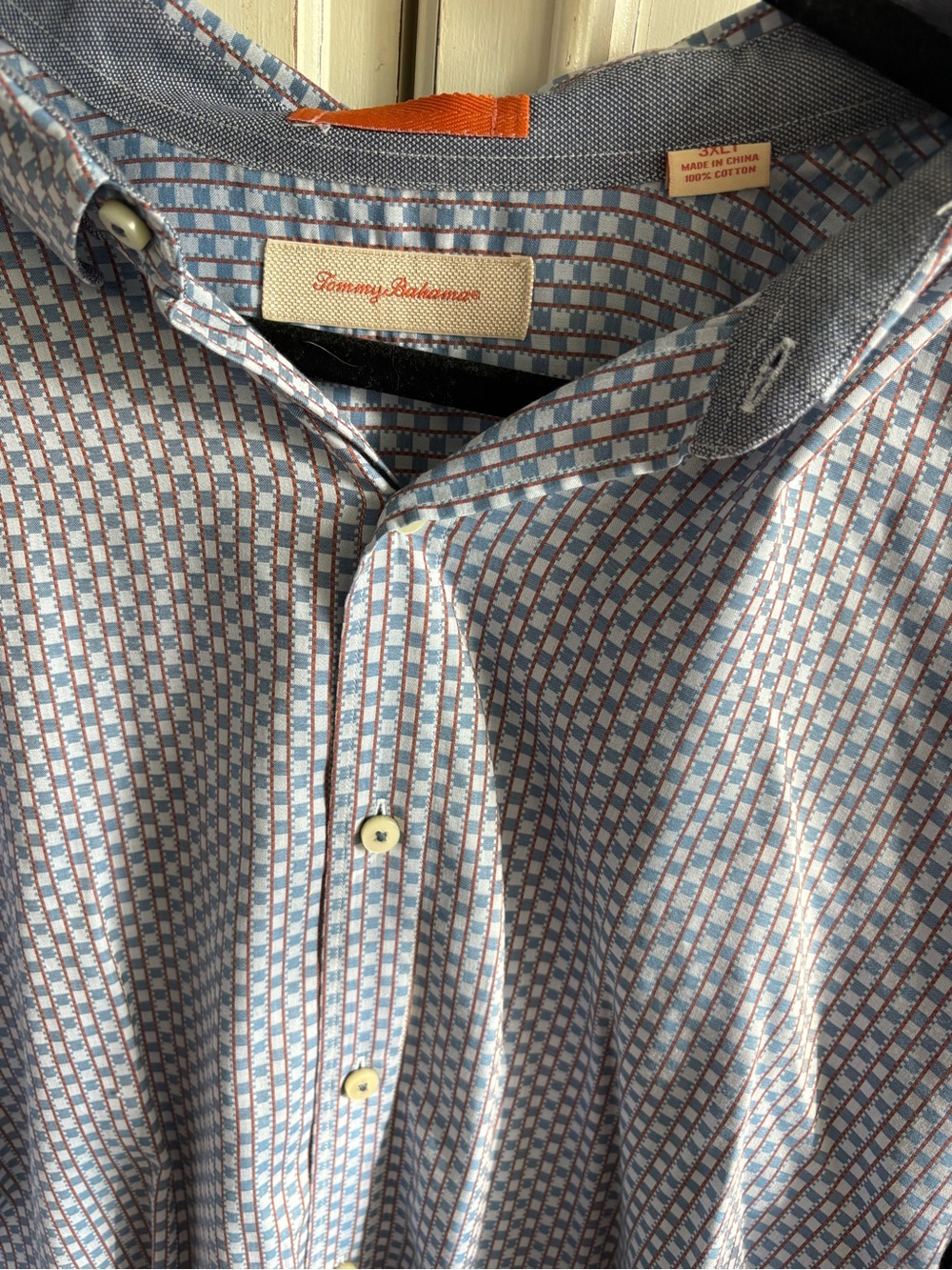 Tommy Bahama Blue and White Geometric Button-Down Shirt